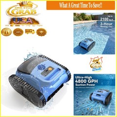 Cordless Robotic Pool Cleaner for Inground Pools 180Min Runtime Wall Climbing