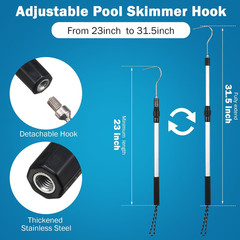 3 Pcs Pool Skimmer Basket with Extendable Hook for Cleaning