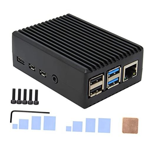for Raspberry Pi 4 Aluminum Case, Heavy Duty Passive Pi4 Heavy-duty Case-Black