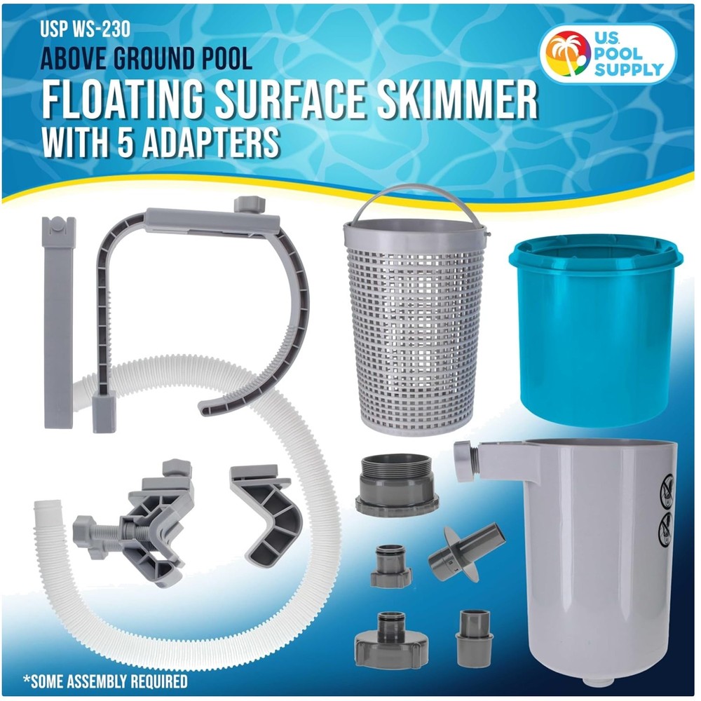 Durable Polypropylene Pool Skimmer with Hose Adapters