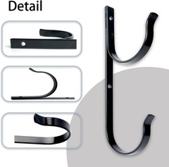 2 Pcs Set Pool Pole Hangers Heavy Duty Black Aluminium Holder with Screws