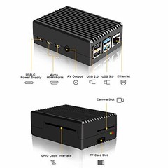 for Raspberry Pi 4 Aluminum Case, Heavy Duty Passive Pi4 Heavy-duty Case-Black