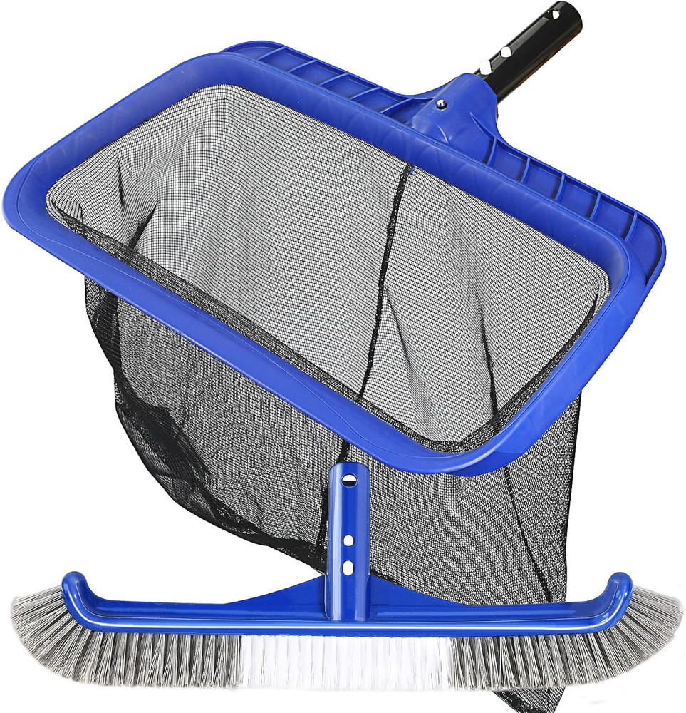 17&Prime; Pool Brush Head & Fine Mesh Skimmer Kit for Cleaning Pools