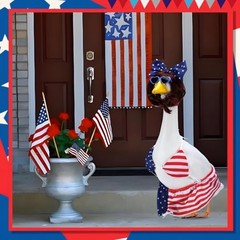 Patriotic Bikini Porch Goose Outfits for 23 Inch Lawn Statue, Blue&white&red
