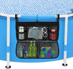 Pool Float Storage Net, above Ground Pool Hanging Organizer with 5 Mesh Pockets,