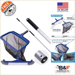 Efficient Pool Cleaning Kit: 17.5 » Brush, Ultra Fine Skimmer Net & 10.5ft Pole