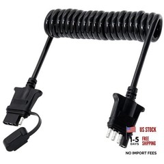 7.5ft 4 Pin Flat Trailer Wire Extension, Coiled Cable – 4 Way Vehicle &