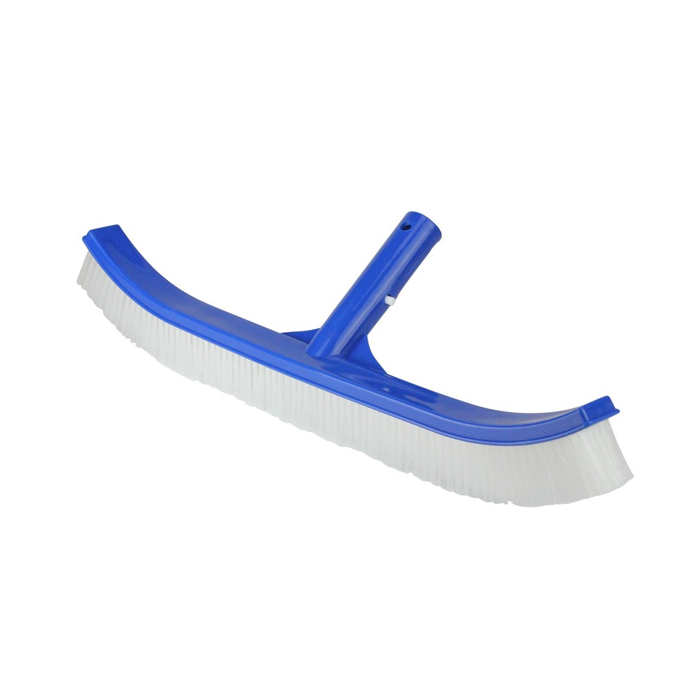 Pool Central 17.5IN Blue Curve Nylon Bristle Wall Brush Aluminum Support