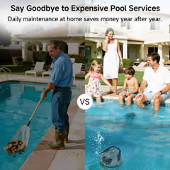 PF1 Cordless Robotic Pool Vacuum – 150 Min Run, Triple Filtration, 1345 Sq Ft