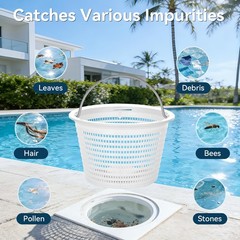 HeavyDuty Pool Skimmer Basket with Stainless Steel Handle, Fits Hayward &