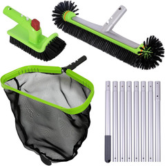 Deluxe Swimming Pool Cleaning Kit with Aluminum Pole & Brush Set