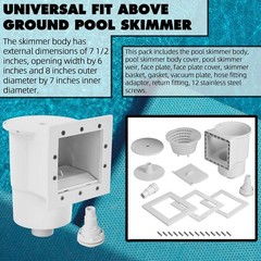 Universal Fit Above Ground Pool Skimmer Kit – Thru-Wall Accessory, 6&Prime; Opening