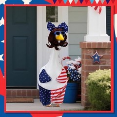Patriotic Bikini Porch Goose Outfits for 23 Inch Lawn Statue, Blue&white&red