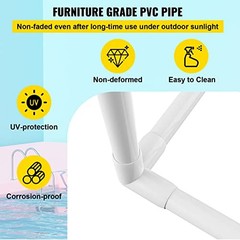 Pool Towel Rack, Freestanding Outdoor PVC Trapedozal Poolside 5 Bar White