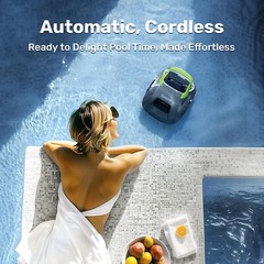 90 Min Cordless Robotic Pool Cleaner Automatic Vacuum Pools to 860 Sq ft, 1822