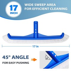Pool Brush – 17&Prime; Pool Brush Head for Cleaning Pool Walls, Curved Ends High-Ef…