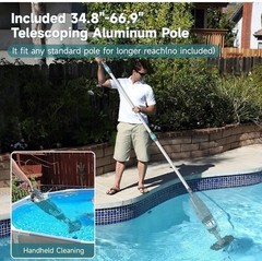 PoolMr Cordless Handheld Pool Vacuum Rechargeable Cleaner 18.5 GPM 60Min