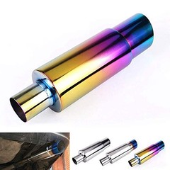 Exhaust Muffler,Universal Stainless Steel Exhaust Burnt Tip,14.8 Neo Chrome