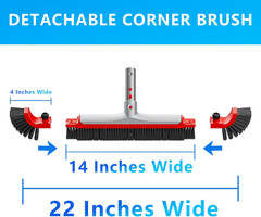 22” Wide Pool Brush Head for Cleaning Walls,Heavy Duty Inground/Above Ground Alu