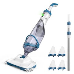 Pool Vacuum 13.4&Prime; Wide Head Cordless 18.5 GPM 60 Min Blue Above Ground Inground