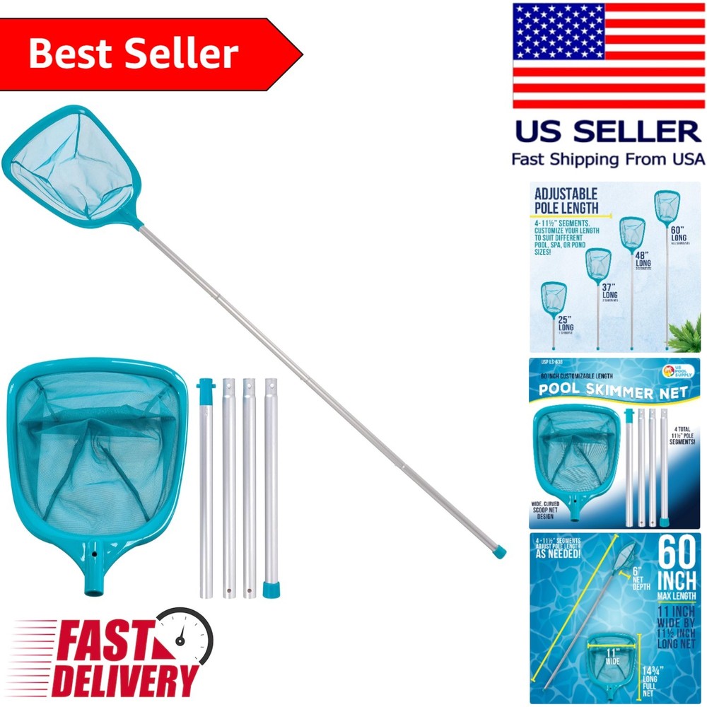 Lightweight 5ft Pool Leaf Skimmer Net – Telescopic Handle and Fine Mesh Design
