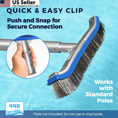 40 Heavy Duty Pool Brush – 18-inch Extra-Wide Metal Head 1-Pack, Gray