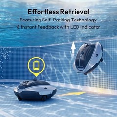 Bubot 300P Cordless Pool Robot Vacuum w/DirtLock, LED, 850 Sq.ft – Fast Charge