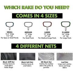 Primal Accessories Commercial Grade Leaf Rake 19&Prime; with 13&Prime; Black Stiff Nylon Net