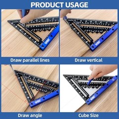 7inch Rafter Square with Carpenter Pencil, 1/8&Prime; Precision Heavy square Blue