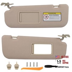 Pair Sun Visor Compatible with 2011-2016 Hyundai Elantra (Beige) Left + Right