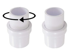 ATIE 1-1/2&Prime; Pool Vacuum Head Swivel Adapter Connector for 1.5 inches, White