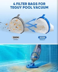 Cordless Pool Vacuum with Telescopic Pole, 18.5 GPM Powerful Suction, 1.5H Super