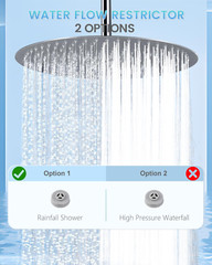 16&Prime; Brushed Nickel Rainfall Shower Head – All Metal with 230 Nozzles
