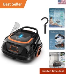 Fast Charging Robotic Pool Vacuum with 7-Day Cycle Timer for Easy Maintenance