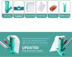 Deluxe Mini Jet Vac with Brush and 56.7&Prime; Telescopic Pole—Easy Pool Cleaning