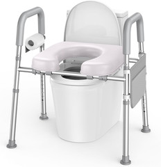 Toilet Seat Risers for Seniors with Handles, Adjustable Height and Width Elevate