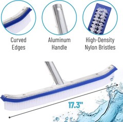 UNCO Aluminium Pool Brush Head – 17.3 in, Wall & Tile Brush, Nylon Bristles for