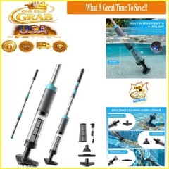 Cordless Handheld Pool Vacuum with 3 Brush Heads LED Light Rechargeable Up to…