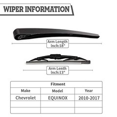 Rear Wiper Arm & Blade Kit,Exact-Fit Replacement for Chevy Equinox 2010-2017