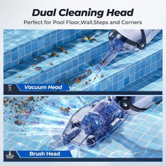 Lightweight Above Ground Pool Vacuum – 60 Min Runtime with Widened Nozzle Design
