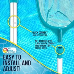 5-Foot Lightweight Pool Leaf Skimmer Net with 4 Aluminum Poles for Easy Cleaning