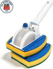Handheld Pool Scrub Brush with Replacement Sponge Non-Scratch Tile Cleaner
