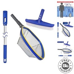 Elegant Pool Cleaning Kit: 14 » Brush & 50 » Telescopic Pole – Sparkling Waters