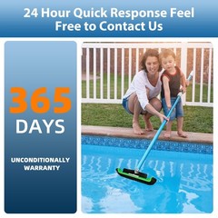 Wide Pool Brush Head, Heavy Duty Pool Scrub Brush with 12Rows Soft Bristles, …