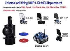 ATIE Pool Cleaner Black Universal Wall Fitting UWF Connector Assembly