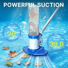 83GPM Big Rechargeable Pool Leaf Vacuum with 5-Section Pole, Cordless Pool Skimm