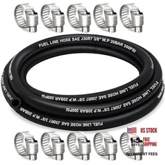 Fuel Line 3/8 Inch ID, Fuel Hose 10FT, J30R7 Fuel Line Hose NBR with 10 Clamps.