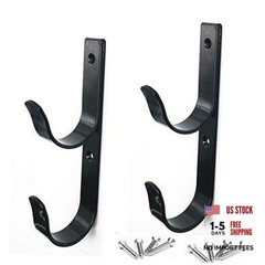 2 PCS Set Wide Pool Pole Hangers Heavy Duty Aluminium Holder Hooks with Black
