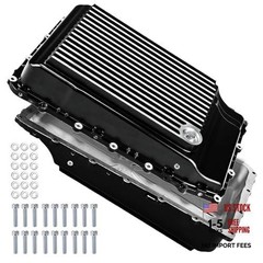 328053220 Heavy Duty Cast Aluminum Transmission Oil Pan Compatible Black Silver