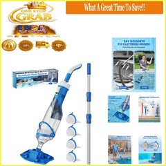 Cordless Pool Vacuum with Telescopic Pole 18.5 GPM Powerful Suction Blue
